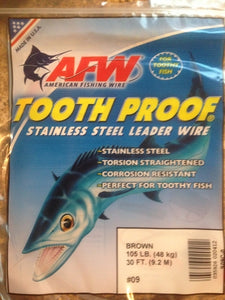 #9 American Fishing Wire AFW Tooth Proof Stainless Steal Leader 30 Ft Camo Brown