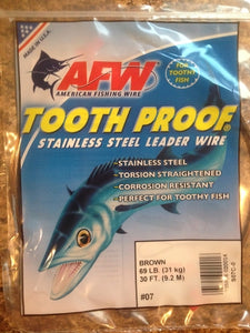 #7 American Fishing Wire AFW Tooth Proof Stainless Steal Leader 30 Ft Camo Brown