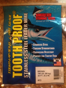 #13 American Fishing Wire AFW Tooth Proof Stainless Steal Leadr 30 Ft Camo Brown
