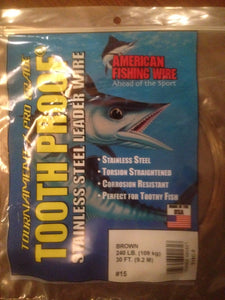 #15 American Fishing Wire AFW Tooth Proof Stainless Steal Leadr 30 Ft Camo Brown