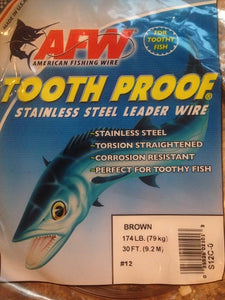 #12 American Fishing Wire AFW Tooth Proof Stainless Steal Leadr 30 Ft Camo Brown
