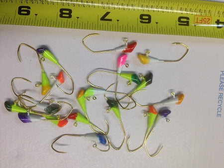 100 Pack Gold Sickle Hook 1/16oz Shad Dart Jigs Ice Fishing, Panfish Shad