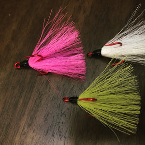 Dressed Bucktail Red Barbless Treble Hooks  UV Glued!!!