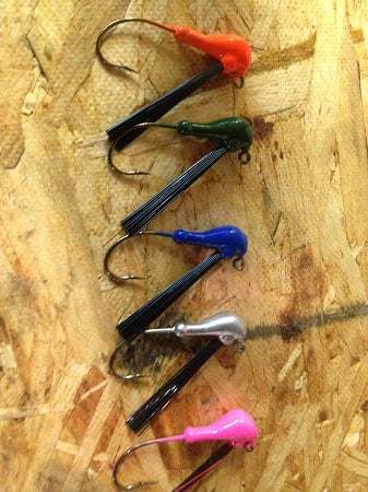25 Pack 3/16oz or 1/4oz Painted Weedless Banana Jigs Bass, Walleye