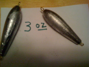Inline Trolling Sinkers 2oz and 3oz Quantity 20 Each Size