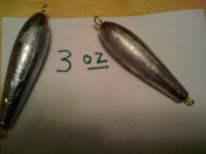 25 Pack 3oz Inline Trolling Sinkers 3oz 