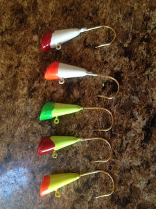 100 Painted 1/4oz Shad Dart Jigs Ice Fishing, Panfish, Shad