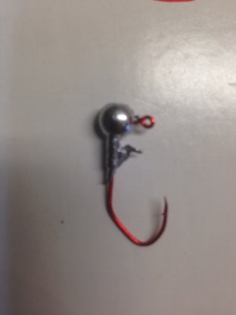 100 Pack 1/24oz Round Head Crappie Jig Red Sickle Hook