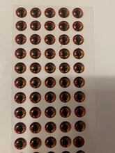 8mm  3D Fire (Orange-Red) Holographic Fishing Lure Eyes, Fly Tying, Jigs Qty = 55