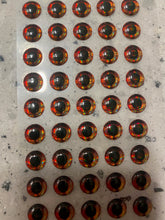 8mm  3D Fire (Orange-Red) Holographic Fishing Lure Eyes, Fly Tying, Jigs Qty = 55
