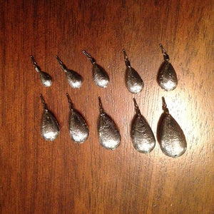 TearDrop Drop Shot Weights, Pear Sinkers for Bass Fishing 25 or 50 Pack