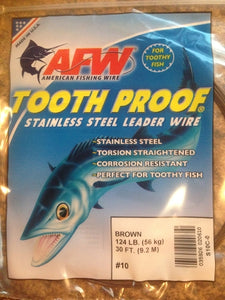 #10 American Fishing Wire AFW Tooth Proof Stainless Steal Leadr 30 Ft Camo Brown