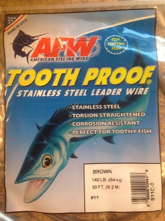 #11 American Fishing Wire AFW Tooth Proof Stainless Steal Leadr 30 Ft Camo Brown